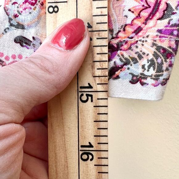 Caffe Marrakesh Square Neck Floral Button Up Linen Blouse Size XL NWT - Picture 8 of 9